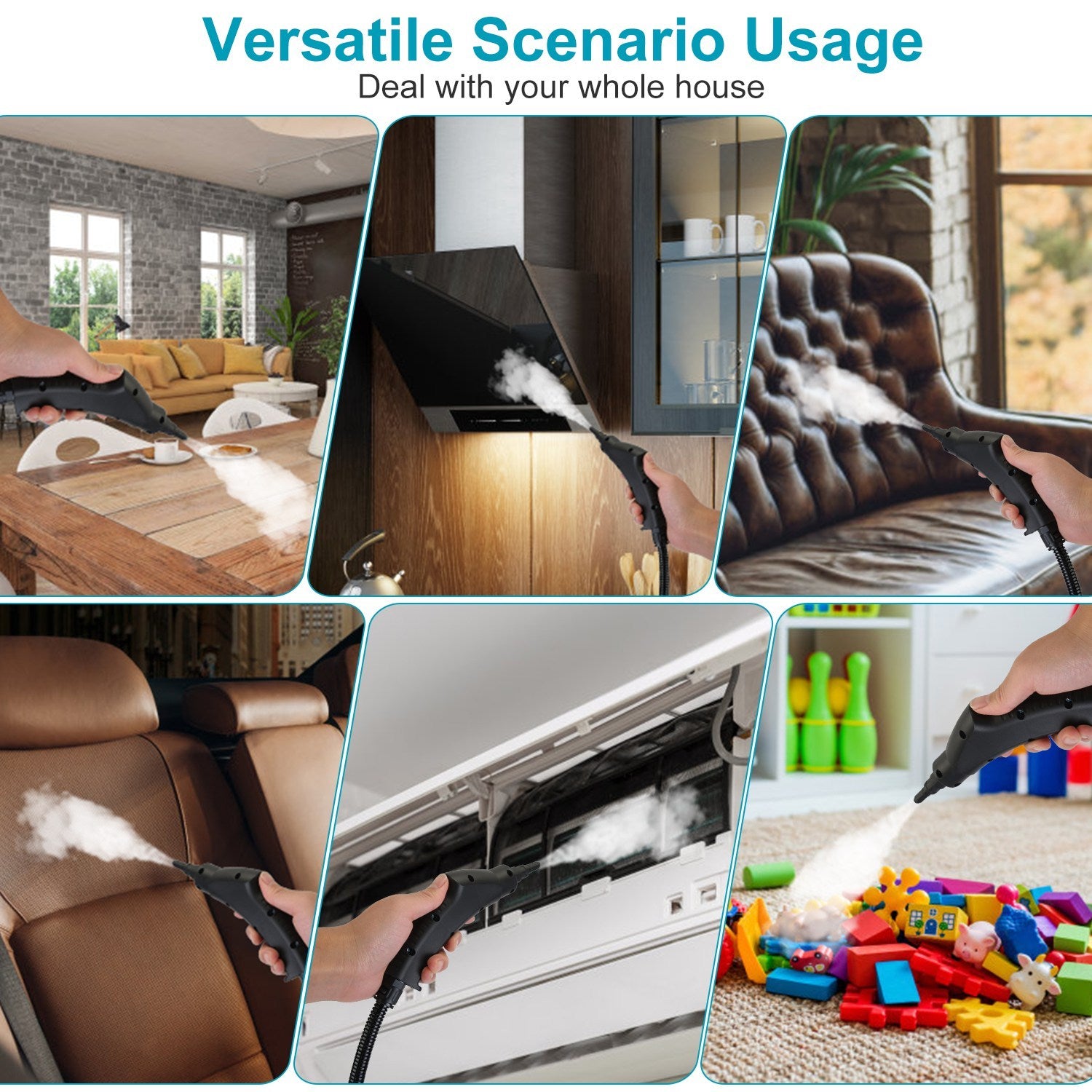 2500W Handheld Steamer Cleaner Multifunctional Little Steamer Powerful High Temp Steam Clean Machine For Cleaning Car Detailing Couch Floor Tile Microwave Mattress Bed Bugs Windows