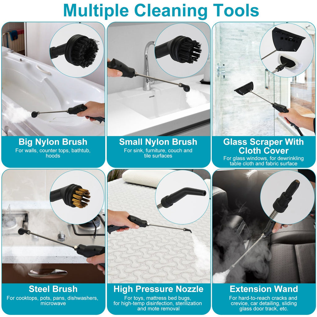 2500W Handheld Steamer Cleaner Multifunctional Little Steamer Powerful High Temp Steam Clean Machine For Cleaning Car Detailing Couch Floor Tile Microwave Mattress Bed Bugs Windows