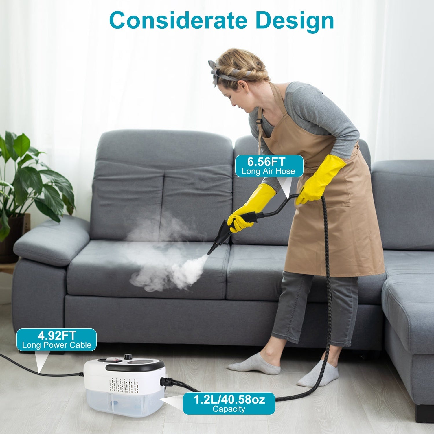 2500W Handheld Steamer Cleaner Multifunctional Little Steamer Powerful High Temp Steam Clean Machine For Cleaning Car Detailing Couch Floor Tile Microwave Mattress Bed Bugs Windows